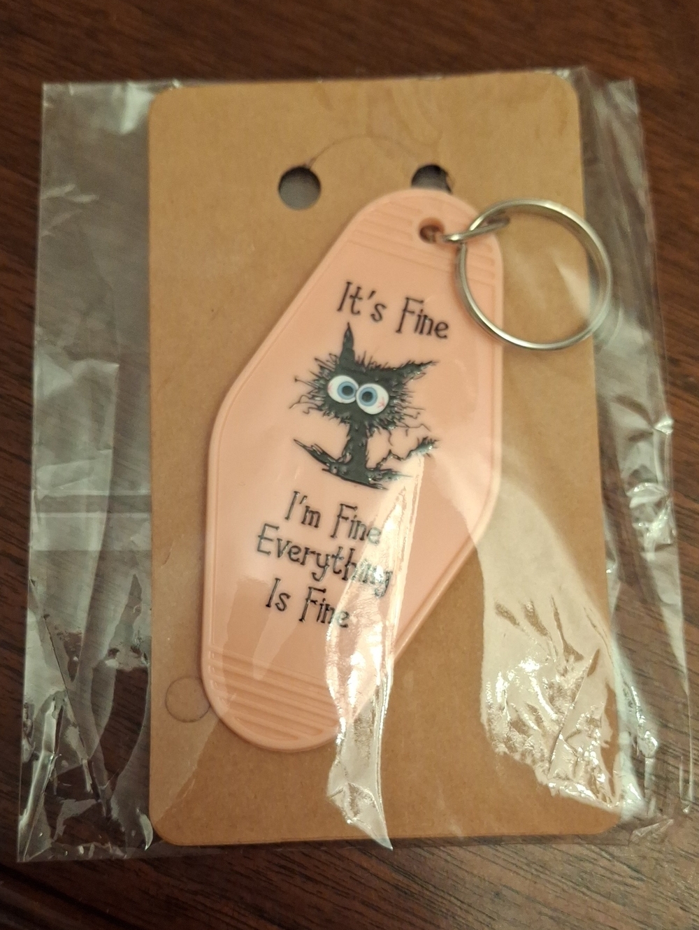 Keychain Purse Charm  "It's Fine I'm Fine Everything Is Fine" Motel Key New